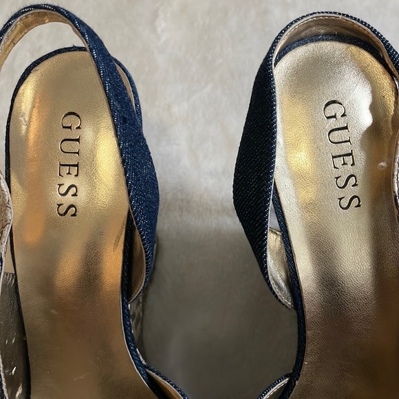 Guess Denim and Animal Print Wedges Size 9.5 - Picture 7 of 9